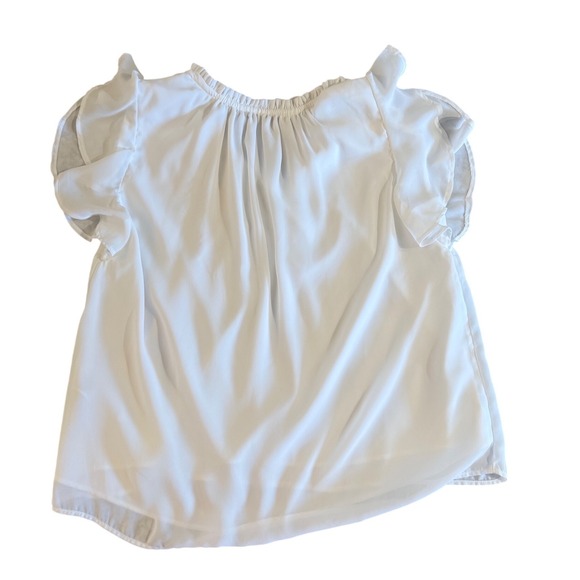 Abercrombie & Fitch Tops - Abercrombie & Fitch Womens White Flutter Sleeve Ruffle Neck Tie Blouse Small‎